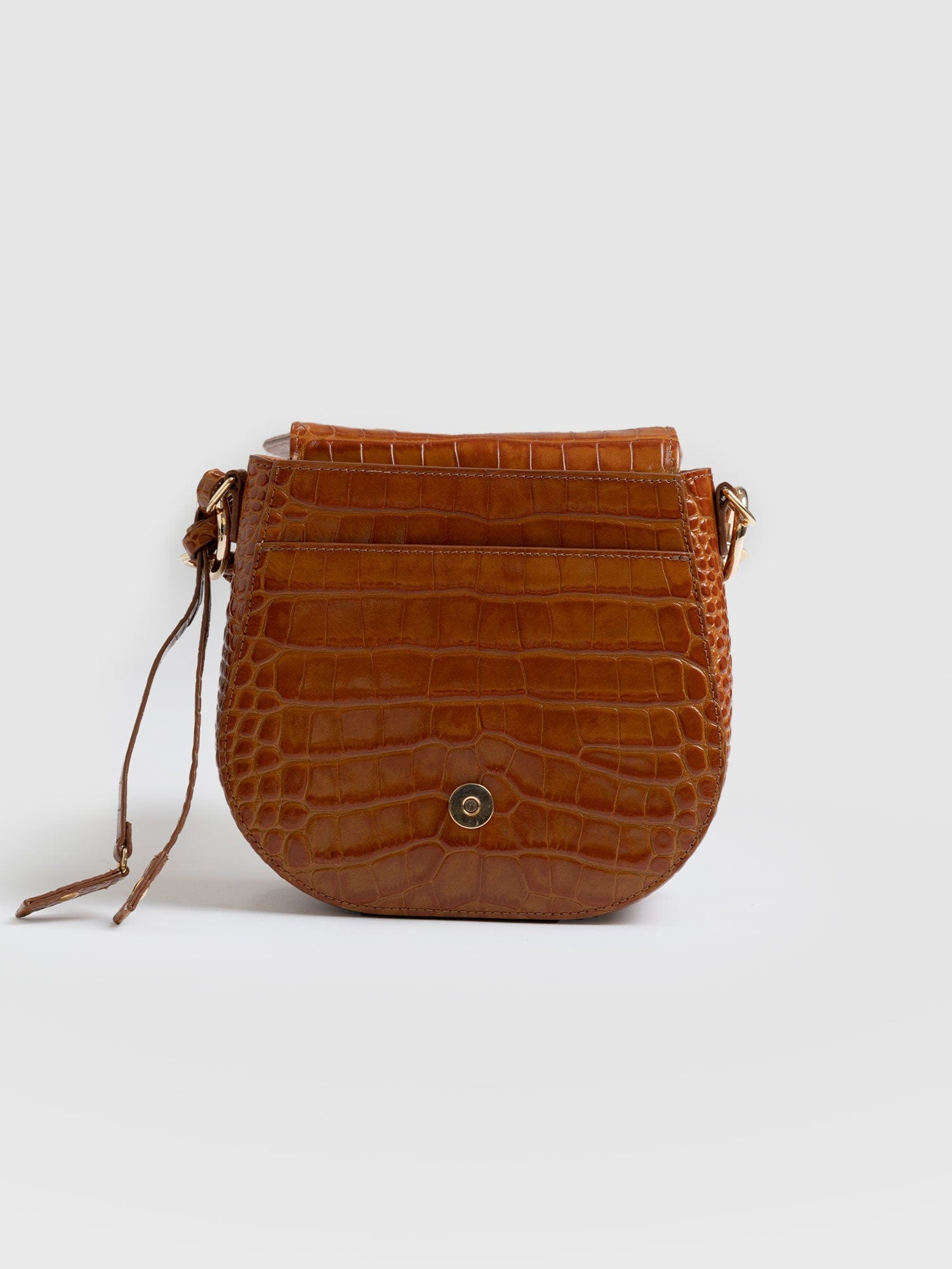 Saddle Bag Brown Croc - Women's Handbag | Saint + Sofia® EU